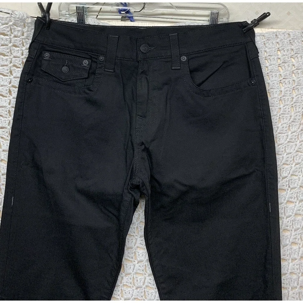 True Religion Geno Jeans Mens Tag 33 Fits 34x33 Black Relaxed Slim Straight‎